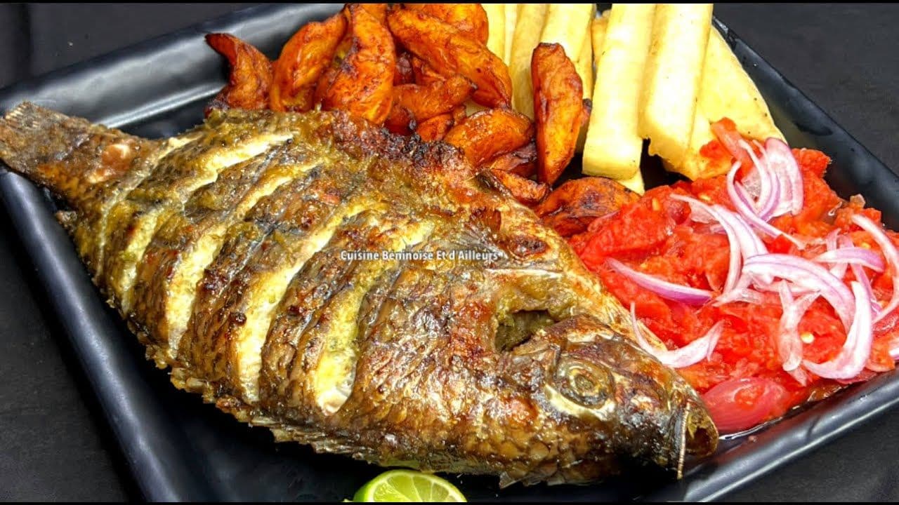 Frites + poisson braisé (Tilapia)